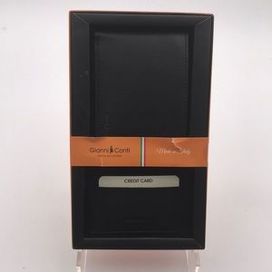 Gianni Conti Pebbled Black Leather Wallet and Card Holder Set